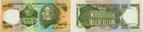 Country : URUGUAY 
Face Value : 100 Nuevo Pesos  
Date : (1975) 
Period/Province/Bank : Banco Central del Uruguay 
Catalogue reference : P.60a 
Alphab...