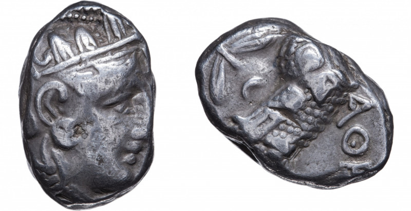 ATHENS. Tetradrachm AR circa 350-294 BC.
Obv. Head of Athena on the right, the e...