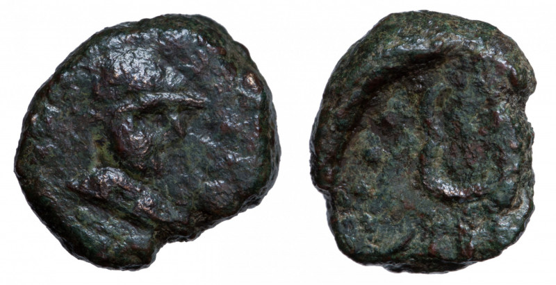 Massalia (Marseille). Bronze au caducée Æ circa 49 BC.
Obv. Head of Minerva on t...