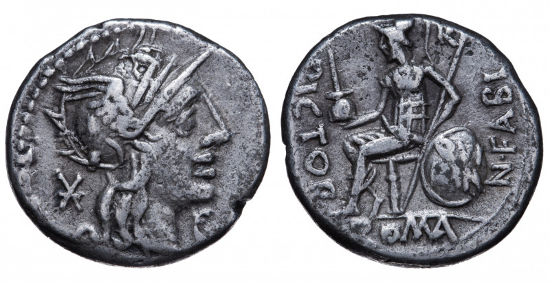 Roman Republic. Numerius Fabius Pictor. Denarius AR 126 BC, Rome.
Obv. Helmeted ...