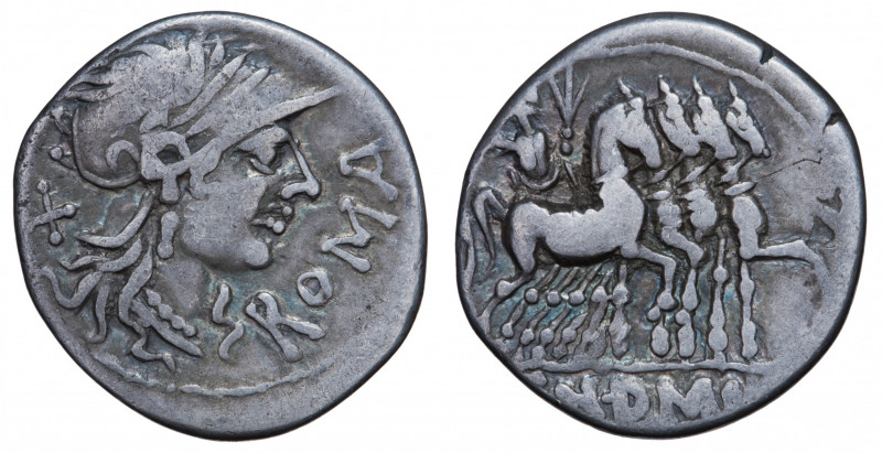 Roman Republic. Cnaeus Domitius Ahenobarbus. Denarius AR 116/115 BC, Rome.
Obv. ...