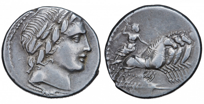 Roman Republic. Gargilius, Ogulnius, and Vergilius. Denarius AR 86 BC, Rome.
Obv...