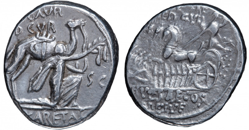 Roman Republic. M. Aemilius Scaurus and P. Plautius Hypsaeus. Denarius AR 58 BC,...