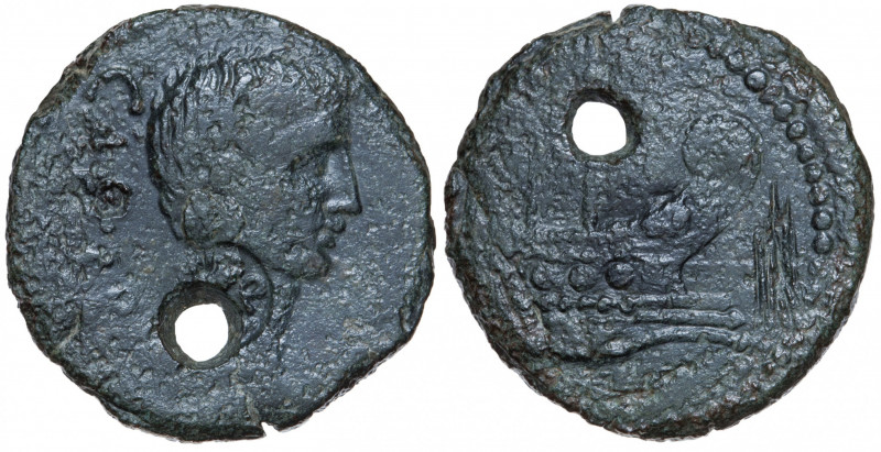 Roman Republic. Octavian. Dupondius Æ 40 BC, Narbonne.
Obv. CAESAR - Head of Oct...