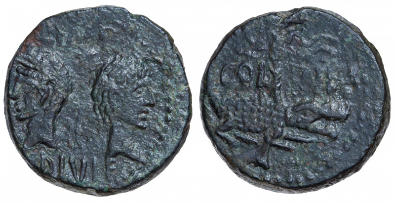 Roman Empire. Augustus & Agrippa. Dupondius with countermark, classe II Æ circa ...