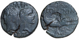Roman Empire. Augustus & Agrippa. Dupondius with countermark classe II Æ circa 29-27 BC, Nîmes (Nemausus)