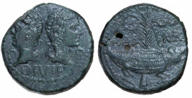 Roman Empire. Augustus & Agrippa. Dupondius classe IV Æ circa 10-14 AD, Nîmes (Nemausus)