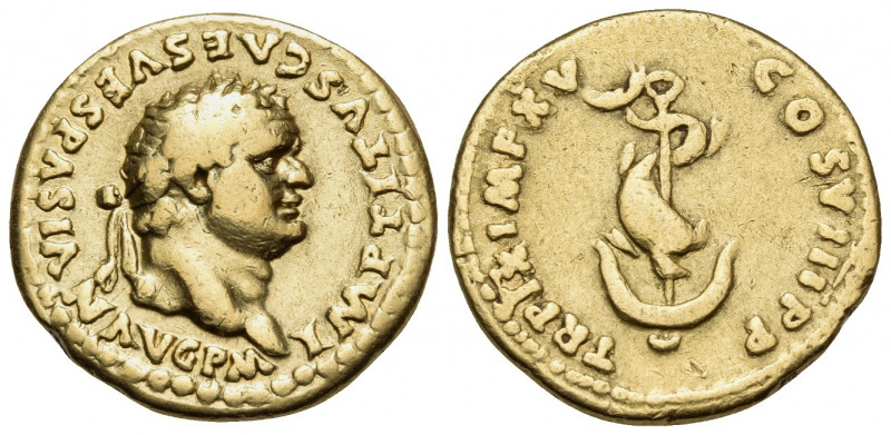 Roman Empire. Titus. Aureus Au 80 AD, Rome.
Obv. IMP TITVS CΛES VESPΛSIΛN ΛVG P ...