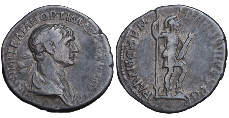 Roman Empire. Trajan. As Æ 117 AD, Rome.
Obv. IMP CAES NER TRAIAN OPTIM AVG GERM...