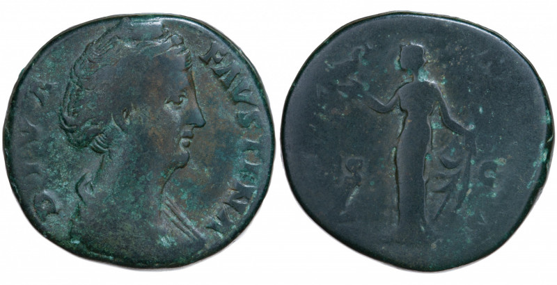 Roman Empire. Faustina the Elder (wife of Antoninus Pius). Sestertius Æ circa 14...
