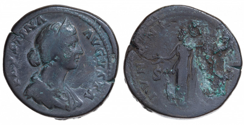 Roman Empire. Faustina Minor. Sestertius Æ circa 156-161 AD, Rome.
Obv. FAVSTINA...