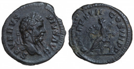 Roman Empire. Septimius Severus. Limes Denarius Æ 209 AD (minted at the Frontier of the Roman Empire)