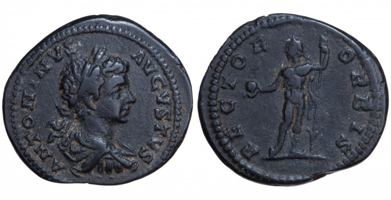 Roman Empire. Caracalla. Limes Denarius Æ circa 199-200 AD (minted at the Fronti...