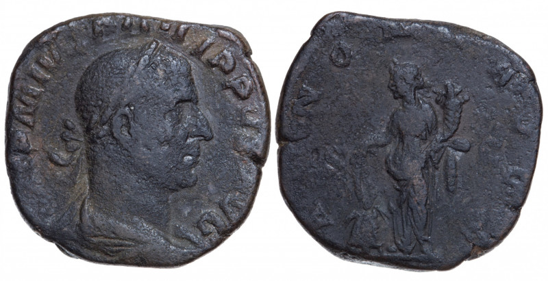 Roman Empire. Philip I. Sestertius Æ 246 AD, Rome.
Obv. IMP M IVL PHILIPPVS AVG ...