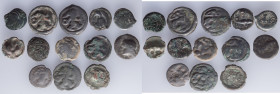 A lot containing 13 Celtic (Gaul) Bronze coins & Potins. Includes : RÈMES, SÉNONS, BITURIGES CUBES