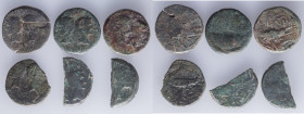 A lot containing 6 Celtic coins from Gaul. Includes: As & Dupondius from Nîmes (w/ countermark)