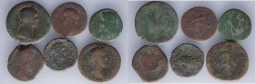 A lot containing 6 coins from the High Roman Empire. Includes: Divus Augustus, Claudius, Domitian, Antoninus Pius, Commodus