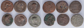 A lot containing 6 coins from the High Roman Empire. Includes: autel of Lyon, Titus, Domitian, Hadrian, Claudius, Trajan