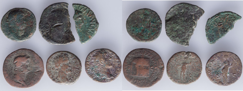 A lot containing 6 Bronze coins from the High Roman Empire. Includes: 
- As of H...