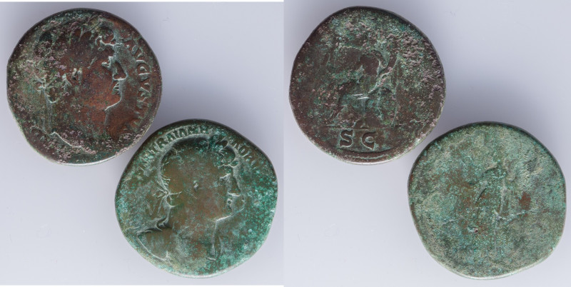 A lot containing 2 sestertius of Hadrian:

- Hadrian. Sestertius Æ 126 AD, Rome....