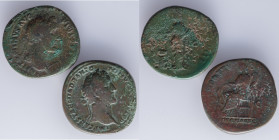 A lot containing 2 sestertius of Antoninus Pius