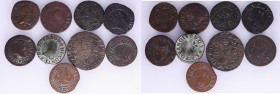 A lot containing 9 copper feudal & royal french coins. For study