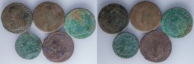 A lot containing 5 copper Royal French coins