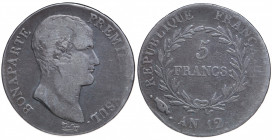 France. Consulat. Bonaparte Premier Consul. 5 Francs AR AN 12, I (Limoges)
