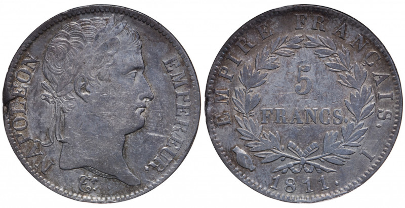 France. Premier Empire. Napoléon Empereur. 5 Francs AR 1811 I (Limoges).
Obv. NA...