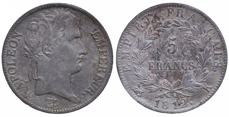 France. Premier Empire. Napoléon Empereur. 5 Francs AR 1812 K (Bordeaux).
Obv. N...