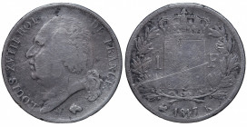 France. Louis XVIII. 1 Franc AR 1817 K (Bordeaux)