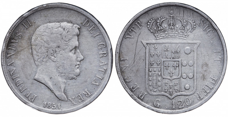 Italy. Napoli and Sicily. Ferdinando II. 120 Grana AR 1851. 
Catalogue reference...