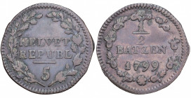 Switzerland, Helvetic Republic. 1/2 Batzen (Billon) 1799