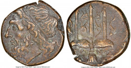 SICILY. Syracuse. Hieron II (ca. 275-215 BC). AE litra (18mm, 4h). NGC Choice XF. Head of Poseidon left, wearing taenia / ΙΕΡΩ-ΝΟΣ/Θ-Φ, trident head, ...