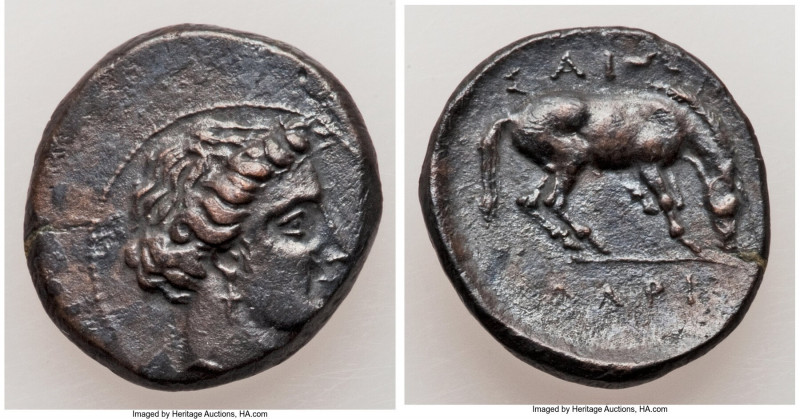 THESSALY. Larissa. Ca. mid to late 4th century BC. AE dichalkon (19mm, 3.95 gm, ...