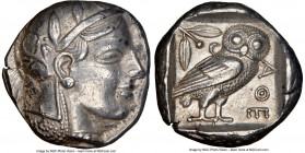 ATTICA. Athens. Ca. 465-455 BC. AR tetradrachm (24mm, 17.16 gm, 8h). NGC Choice XF 5/5 - 4/5. Head of Athena right, wearing crested Attic helmet ornam...