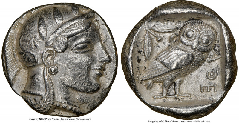 ATTICA. Athens. Ca. 465-455 BC. AR tetradrachm (24mm, 17.15 gm, 1h). NGC XF 5/5 ...