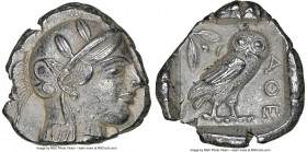 ATTICA. Athens. Ca. 455-440 BC. AR tetradrachm (26mm, 17.11 gm, 8h). NGC AU 5/5 - 4/5. Early transitional issue. Head of Athena right, wearing crested...