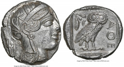ATTICA. Athens. Ca. 440-404 BC. AR tetradrachm (24mm, 17.20 gm, 9h). NGC MS 4/5 - 4/5. Mid-mass coinage issue. Head of Athena right, wearing earring, ...