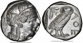 ATTICA. Athens. Ca. 440-404 BC. AR tetradrachm (24mm, 17.18 gm, 8h). NGC MS 4/5 - 3/5. Mid-mass coinage issue. Head of Athena right, wearing earring, ...