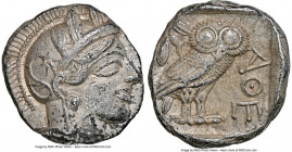 ATTICA. Athens. Ca. 440-404 BC. AR tetradrachm (24mm, 17.15 gm, 1h). NGC Choice AU 5/5 - 3/5. Mid-mass coinage issue. Head of Athena right, wearing ea...