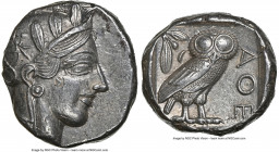 ATTICA. Athens. Ca. 440-404 BC. AR tetradrachm (24mm, 17.19 gm, 10h). NGC Choice AU 4/5 - 4/5. Mid-mass coinage issue. Head of Athena right, wearing e...