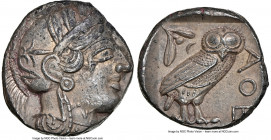 ATTICA. Athens. Ca. 440-404 BC. AR tetradrachm (24mm, 17.17 gm, 8h). NGC Choice AU 5/5 - 2/5. Mid-mass coinage issue. Head of Athena right, wearing ea...
