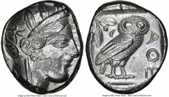 ATTICA. Athens. Ca. 440-404 BC. AR tetradrachm (25mm, 17.17 gm, 12h). NGC AU 5/5 - 4/5. Mid-mass coinage issue. Head of Athena right, wearing earring,...