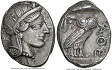 ATTICA. Athens. Ca. 440-404 BC. AR tetradrachm (28mm, 17.15 gm, 6h). NGC Choice XF 5/5 - 4/5. Mid-mass coinage issue. Head of Athena right, wearing ea...