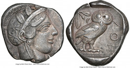 ATTICA. Athens. Ca. 440-404 BC. AR tetradrachm (25mm, 17.09 gm, 8h). NGC Choice XF 4/5 - 3/5, flan flaw. Mid-mass coinage issue. Head of Athena right,...