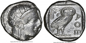 ATTICA. Athens. Ca. 440-404 BC. AR tetradrachm (23mm, 17.18 gm, 10h). NGC Choice VF 5/5 - 4/5. Mid-mass coinage issue. Head of Athena right, wearing e...