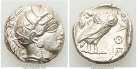 ATTICA. Athens. Ca. 440-404 BC. AR tetradrachm (23mm, 17.17 gm, 6h). Choice XF. Mid-mass coinage issue. Head of Athena right, wearing earring, necklac...