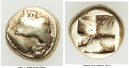 IONIA. Phocaea. Ca. 625-522 BC. EL sixth-stater or hecte (10mm, 2.54 gm). Fine. Forepart of bull right, head reverted / Quadripartite irregular incuse...