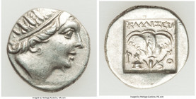 CARIAN ISLANDS. Rhodes. Ca. 88-84 BC. AR drachm (14mm, 2.12 gm, 12h). Choice XF. Plinthophoric standard, Callixei(nos), magistrate. Radiate head of He...